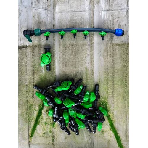Kit irigare -Tub picurare 20cm/400m + 40 x Robinet pentru tub picurare + 40 x Garnitura cu umar + 40 x Dop pentru tub