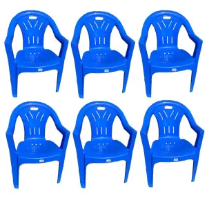 Pachet 6 x scaun terasa albastru din plastic