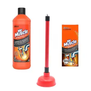 Set pentru desfundarea tevilor Mr Muscle + Pompa