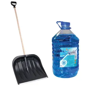 Lopata zapada cu coada de lemn si maner negru + lichid parbriz iarna 5 litri