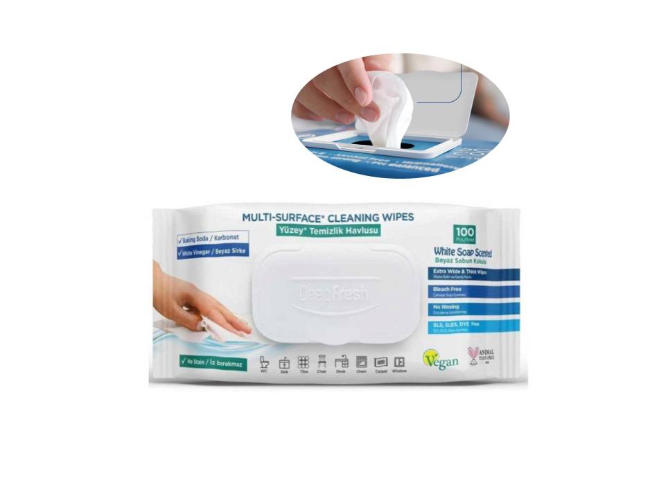 Servetele umede multisuprafete cu Bicarbonat si otet Deep Fresh, 100buc/set  Servetele umede multisuprafete cu Bicarbonat si otet Deep Fresh, 100buc/set
