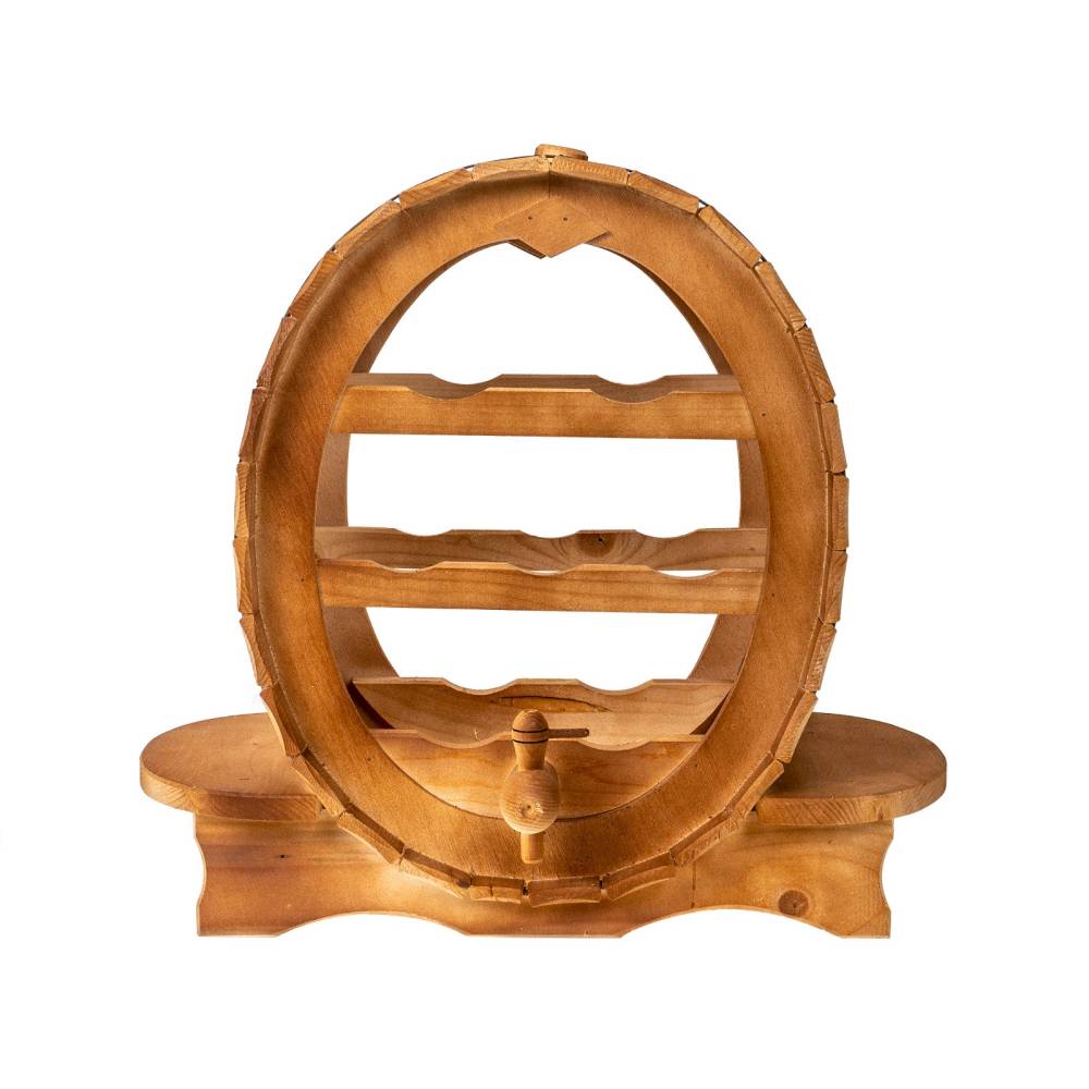 Suport 7 sticle de vin 50cm, cu canea din lemn de brad Suport 7 sticle de vin 50cm, cu canea din lemn de brad