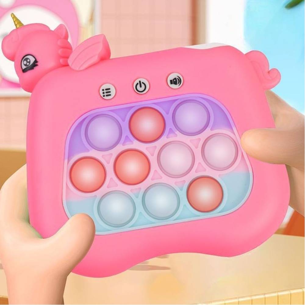 Consola, Joc Interactiv Pop It, 120 nivele, Pentru copii, Model Unicorn, Fucsia Consola, Joc Interactiv Pop It, 120 nivele, Pentru copii, Model Unicorn, Fucsia