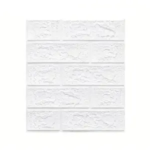 Tapet 3D autoadeziv, 35x38cm, imitatie caramida, Alb, 10buc/set