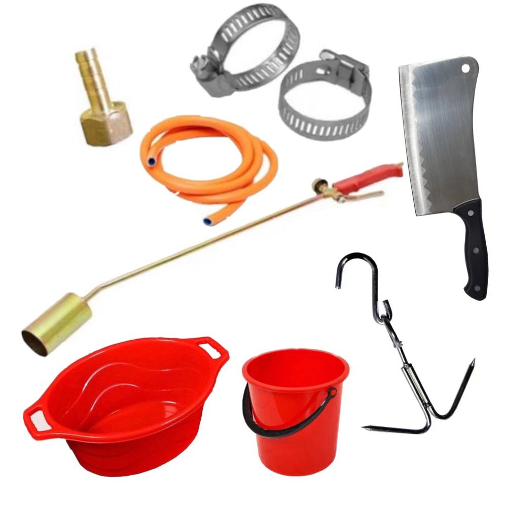 Set complet arzator, parlitor porc cu 8 piese Set complet arzator, parlitor porc cu 8 piese