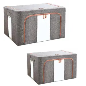 Cutie depozitare cu fermoar 66L/100L Gri, 2buc/set