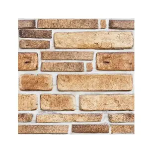 Tapet 3D autoadeziv, 30x30cm PVC, imitatie piatra, Bej, 10buc/set