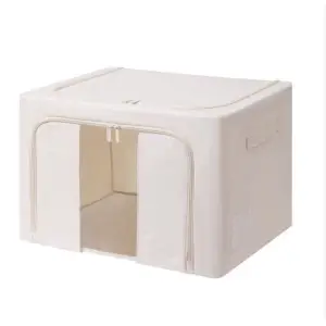 Cutie depozitare 66 litri cu fermoar, alb, 2 ferestre (pliabila)