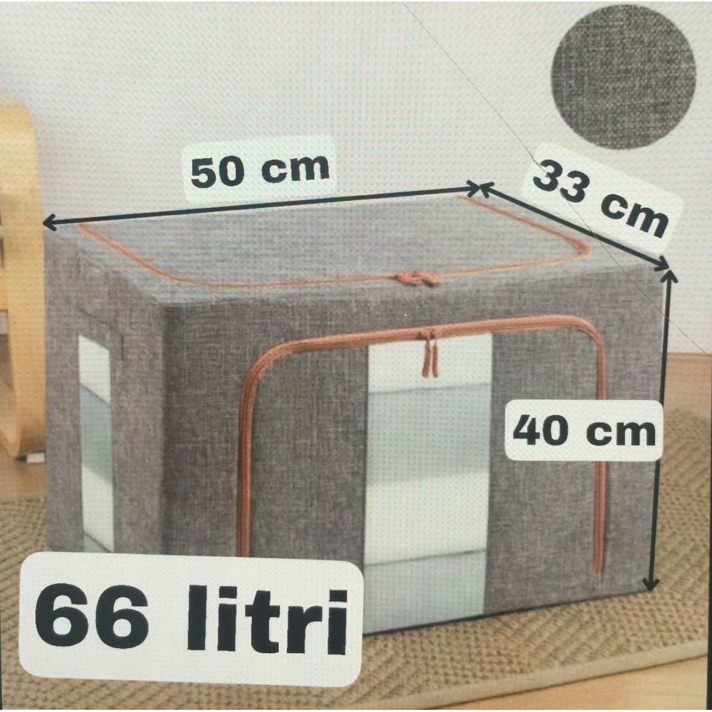 Cutie depozitare 66 litri cu fermoar, gri (pliabila) Cutie depozitare 66 litri cu fermoar, gri (pliabila)
