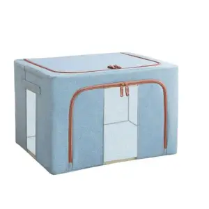 Cutie depozitare pliabila 100 litri cu fermoar, blue, 2 ferestre