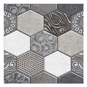 Tapet 3D autoadeziv, 30x30cm, imitatie marmura hexagonala, Gri 10buc/set
