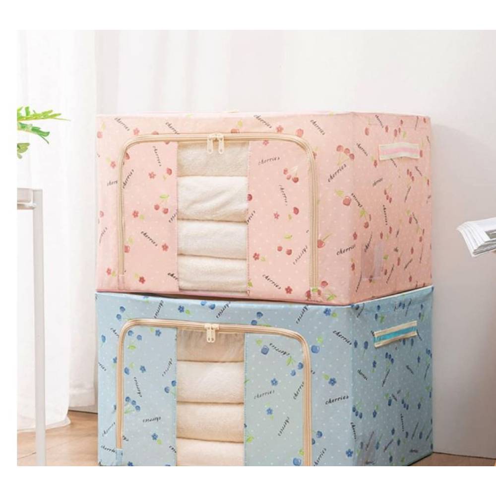 Cutie depozitare 66 litri cu fermoar, cirese blue, 2 ferestre (pliabila) Cutie depozitare 66 litri cu fermoar, cirese blue, 2 ferestre (pliabila)