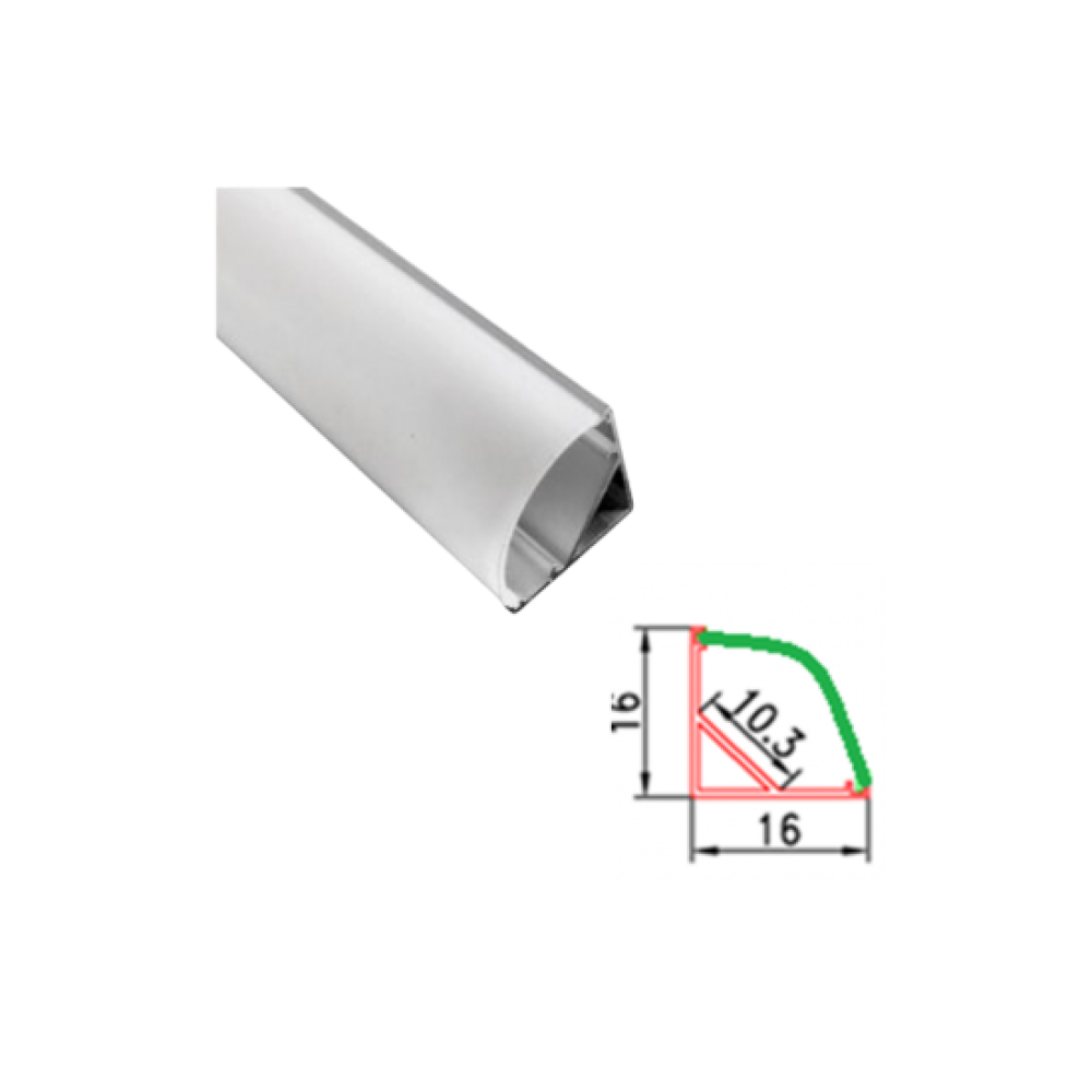 Profil Aluminiu 1m Colt Rotund 16x16/10.3mm Profil Aluminiu 1m Colt Rotund 16x16/10.3mm
