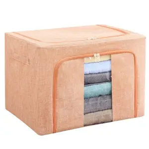 Cutie depozitare 66 litri cu fermoar, roz pudra (pliabila)