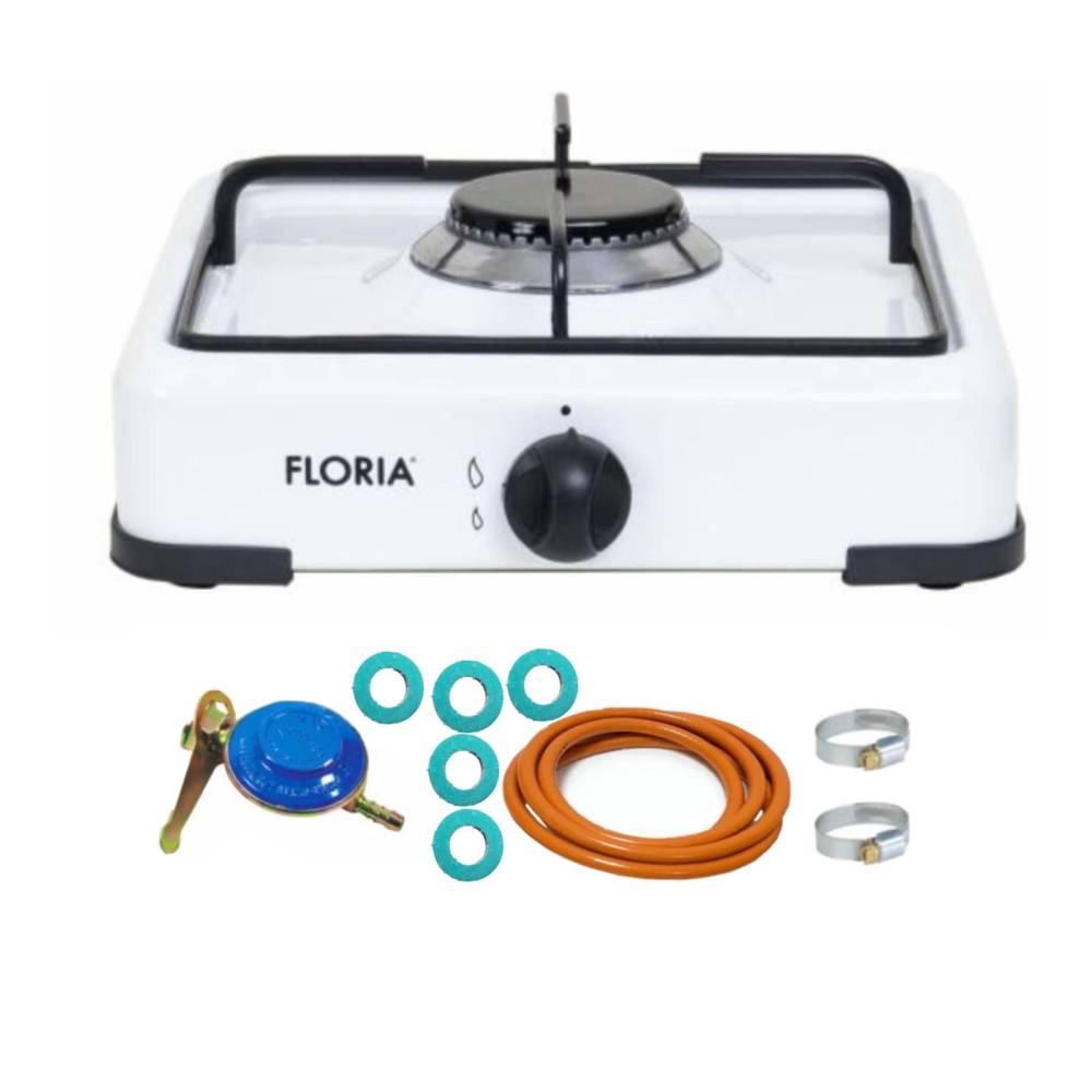 Aragaz cu 1 ochi, Alb, Floria si chit racordare pentru Butelie Aragaz cu 1 ochi, Alb, Floria si chit racordare pentru Butelie