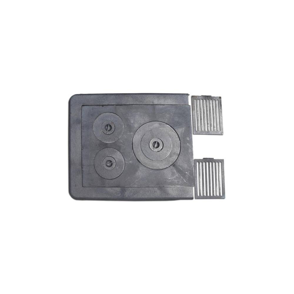 Plita soba 3 ochi din fonta cu rama si doua gratare incluse 72cmx64cm Plita soba 3 ochi din fonta cu rama si doua gratare incluse 72cmx64cm