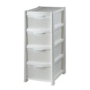 Dulap baie, bucatarie (depozitare) plastic 4 sertare alb perlat