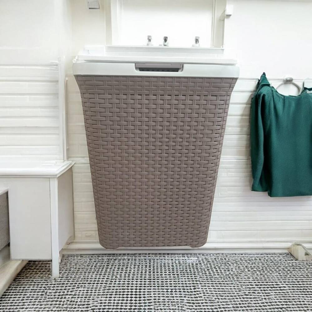 Cos de rufe, plastic ratan, 65 L, Bej 51x46x34cm Cos de rufe, plastic ratan, 65 L, Bej 51x46x34cm