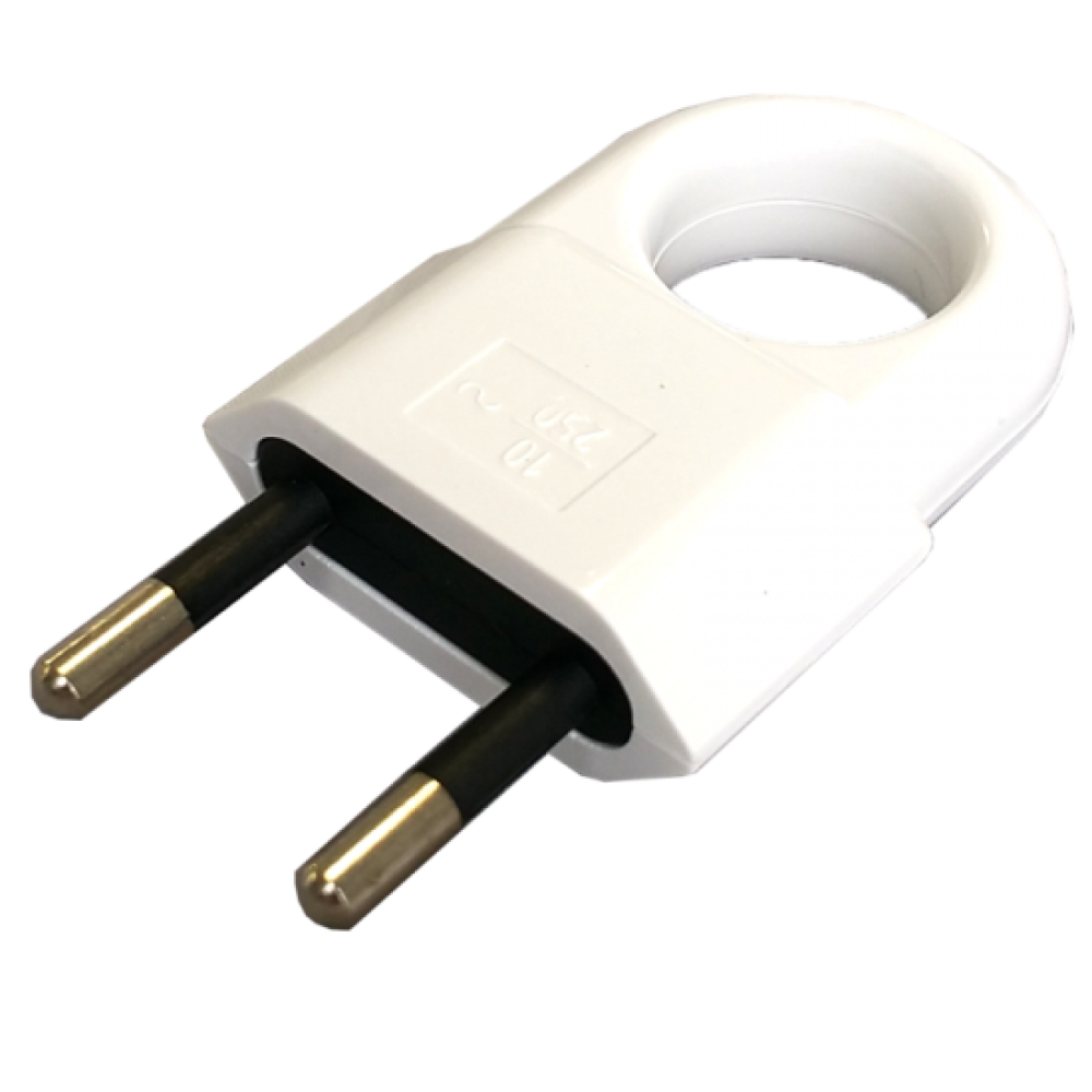 Stecher Plat Alb Cu Inel 10A Stecher Plat Alb Cu Inel 10A