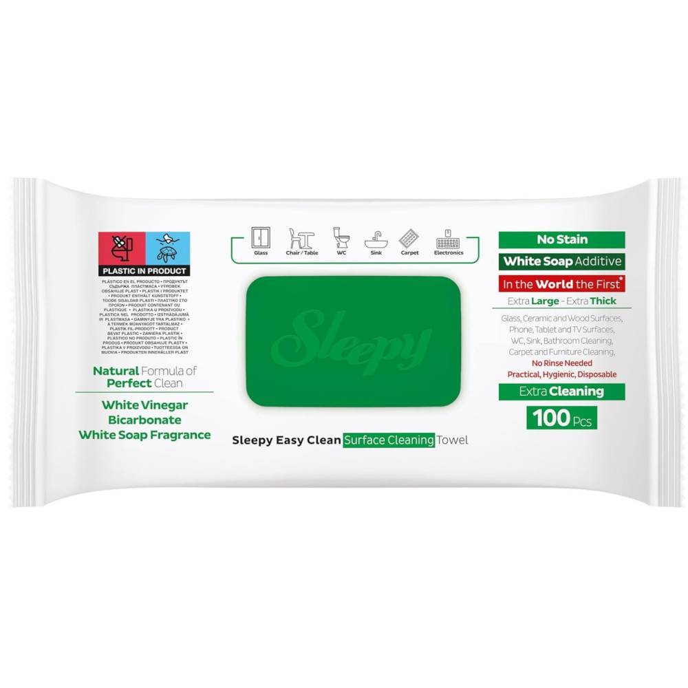 Servetele sleepy cu bicarbonat si otet (umede) 100 buc, Extra Curatare Servetele sleepy cu bicarbonat si otet (umede) 100 buc, Extra Curatare