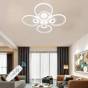 Lustra LED cu telecomanda 96W , 8 cercuri 3 culori