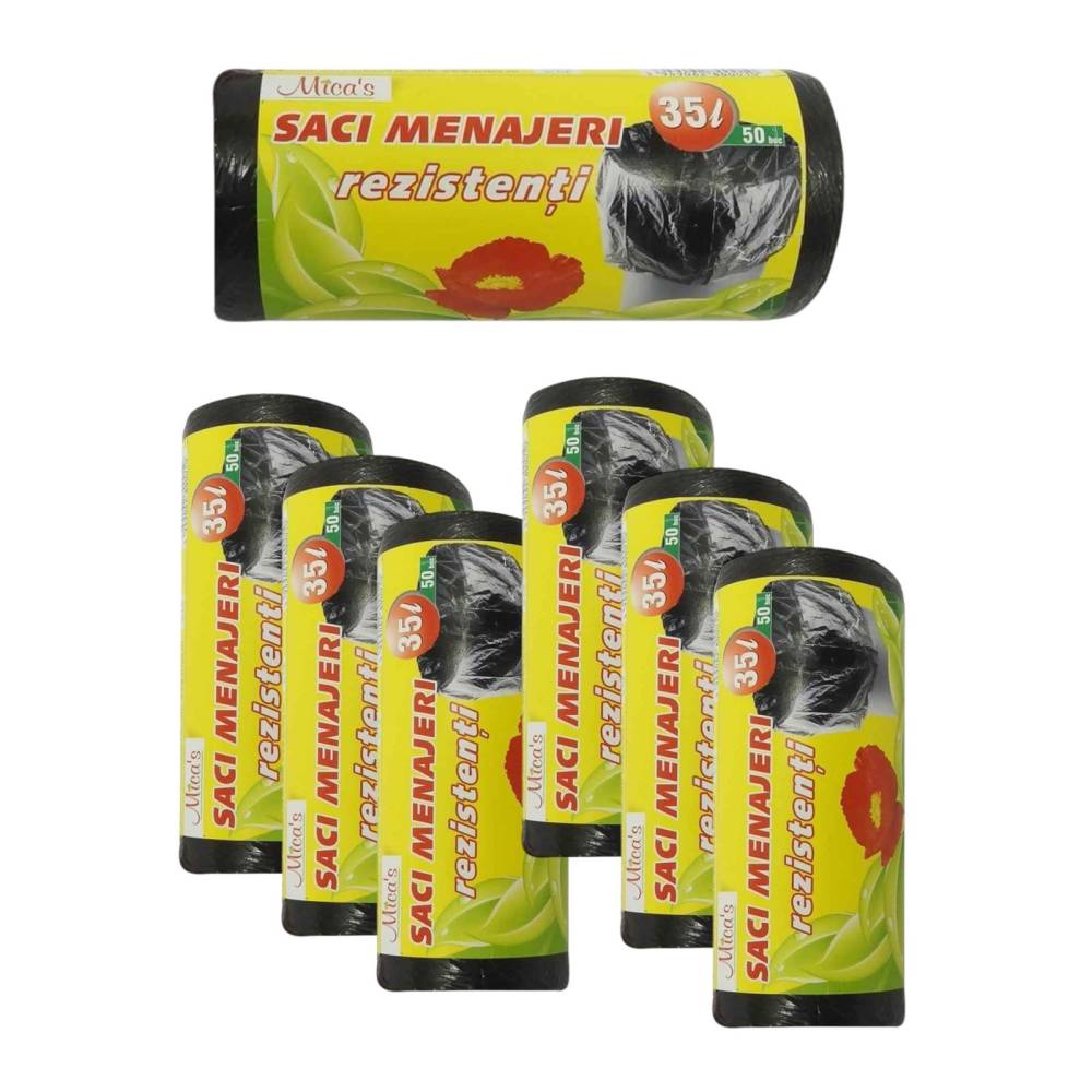 Pachet 6 x saci de gunoi (menaj) 35 litri, 50 buc Pachet 6 x saci de gunoi (menaj) 35 litri, 50 buc