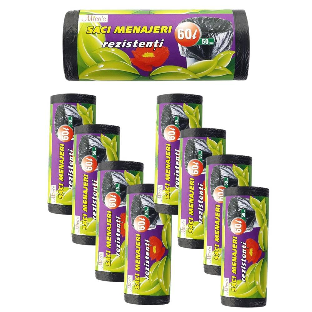 Pachet 8 x saci menaj (gunoi) 60 litri, 50 buc Pachet 8 x saci menaj (gunoi) 60 litri, 50 buc