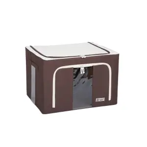 Cutie depozitare 66 litri cu fermoar, maro, 2 ferestre (pliabila)