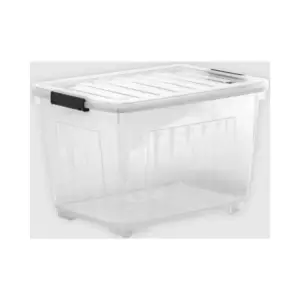 Cutie depozitare plastic cu roti si capac, 16 litri, Tidy