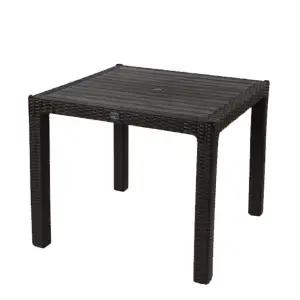 Masa patrata 90X90cm pentru gradina plastic tip ratan maro
