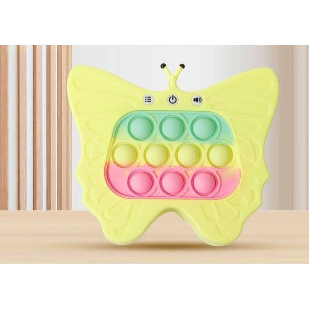 Consola, Joc Interactiv Pop It, 120 nivele, Pentru copii, Model Fluture, Galben Consola, Joc Interactiv Pop It, 120 nivele, Pentru copii, Model Fluture, Galben