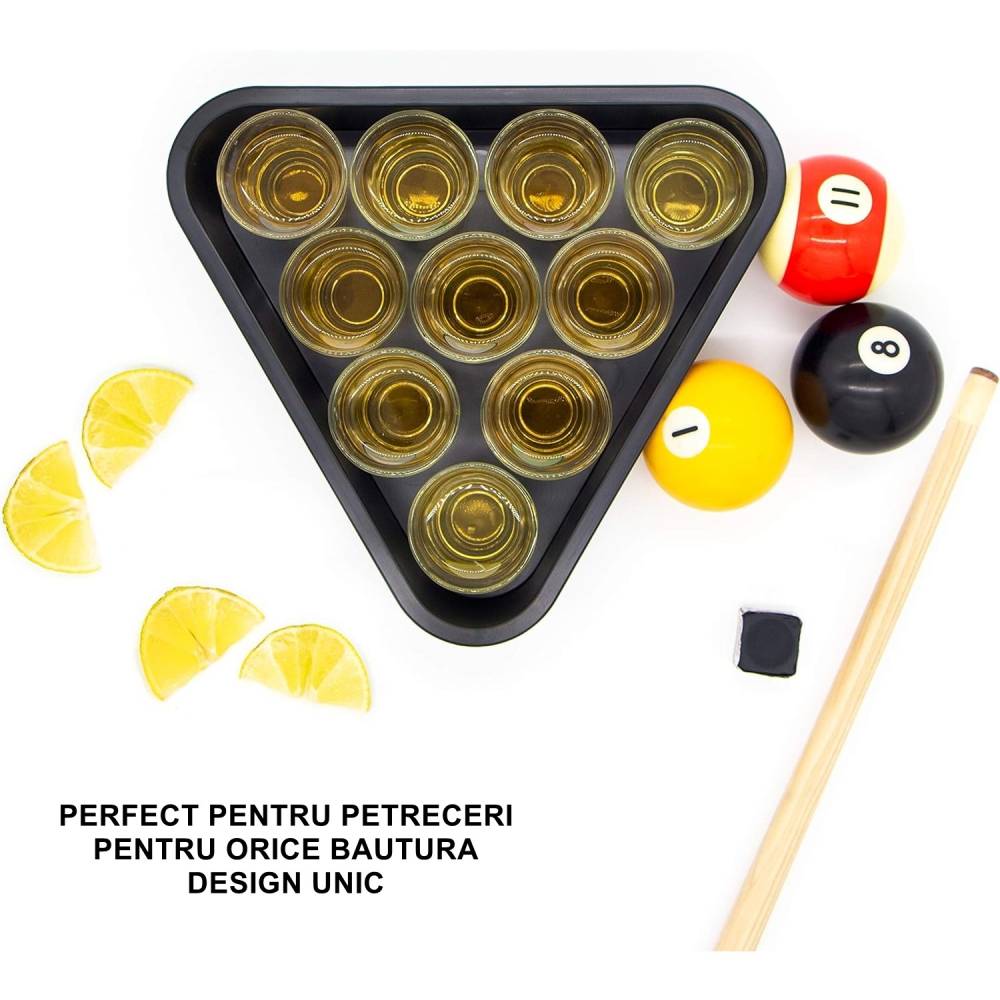 Pahare Shot din sticla cu suport de biliard 30 ml, 10 buc/ Set Pahare Shot din sticla cu suport de biliard 30 ml, 10 buc/ Set