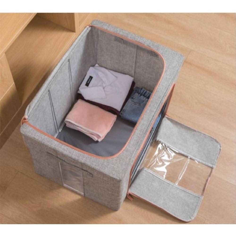 Cutie depozitare 66 litri cu fermoar, gri (pliabila) Cutie depozitare 66 litri cu fermoar, gri (pliabila)