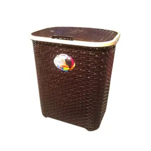 Cos de Rufe STERK, 46x36x51 cm, cu Capac, Ratan Maro