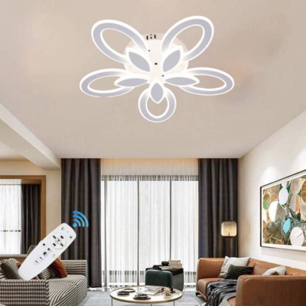 Lustra LED cu telecomanda 170 W , 5 brate 3 culori Lustra LED cu telecomanda 170 W , 5 brate 3 culori