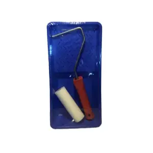 Set vopsit, tava trafalet + rulou, Alb/albastru, 10 cm