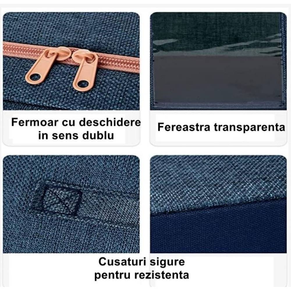 Cutie depozitare 100 litri cu fermoar, bleumarin (pliabila) Cutie depozitare 100 litri cu fermoar, bleumarin (pliabila)