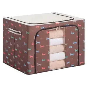 Cutie depozitare pliabila 100 litri cu fermoar, catelus maro