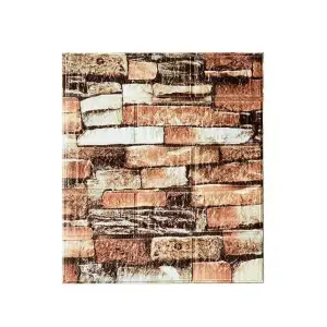 Tapet 3D autoadeziv, model caramida, piatra maro, 35x38cm, 10buc/set