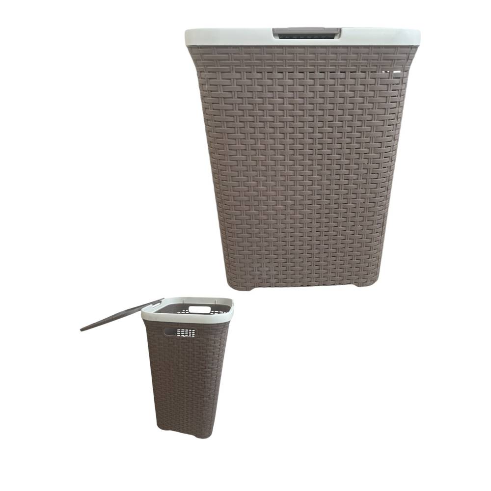 Cos de rufe, plastic ratan, 65 L, Bej 51x46x34cm Cos de rufe, plastic ratan, 65 L, Bej 51x46x34cm