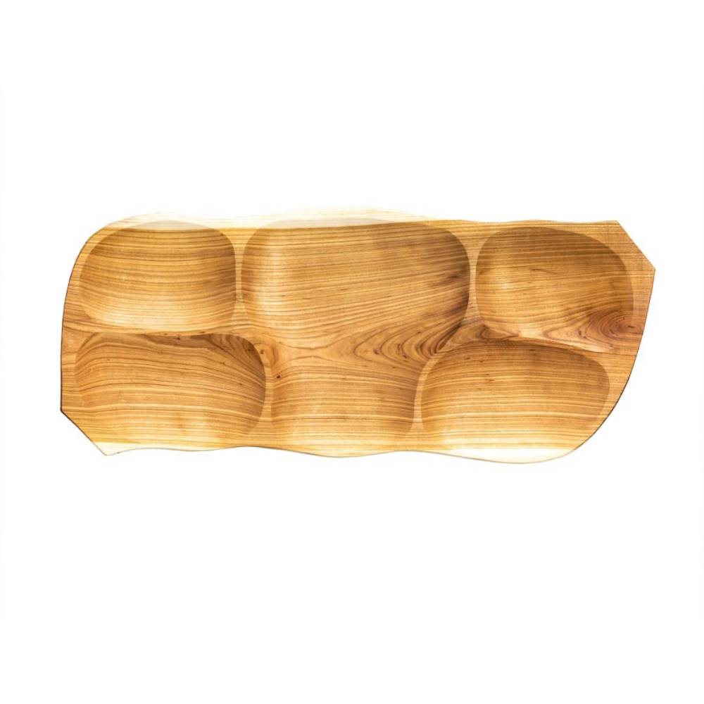 Tava din lemn de arin 63x28cm , 5 compartimente Tava din lemn de arin 63x28cm , 5 compartimente