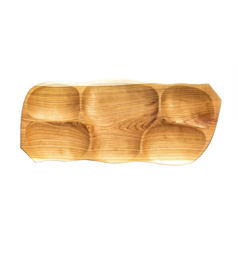 Tava din lemn de arin 63x28cm , 5 compartimente