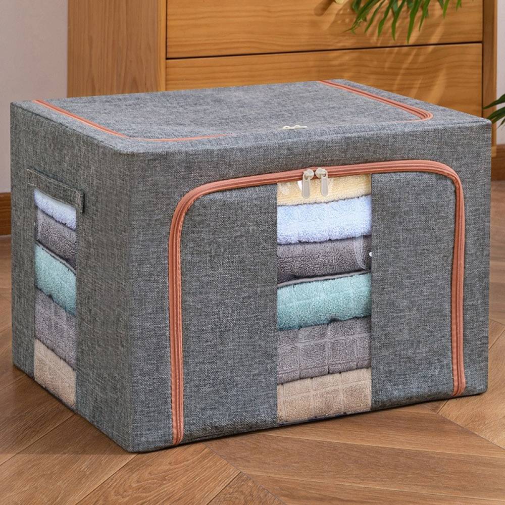 Cutie depozitare 66 litri cu fermoar, gri (pliabila) Cutie depozitare 66 litri cu fermoar, gri (pliabila)