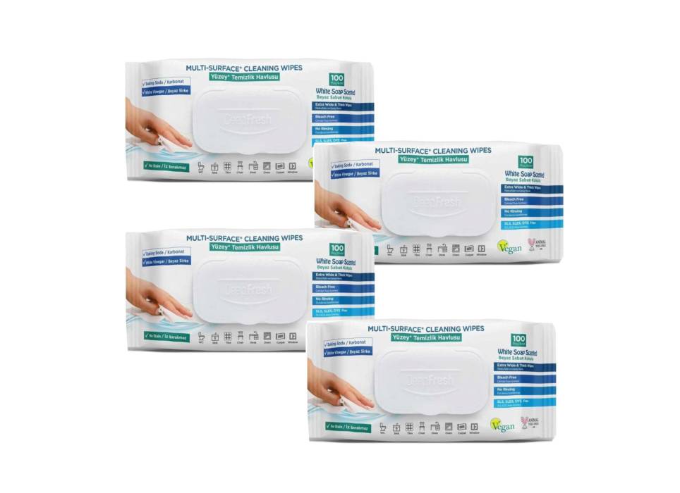 Set 3 pachete servetele umede multisuprafete cu Bicarbonat si otet + 1 gratis Set 3 pachete servetele umede multisuprafete cu Bicarbonat si otet + 1 gratis