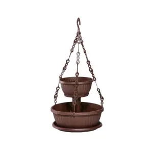 Ghiveci flori etajat, 2 nivele cu lant (maro inchis)