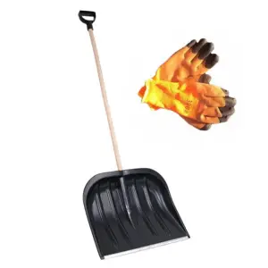 Lopata zapada cu coada de lemn si maner negru + manusi protectie