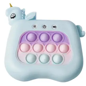 Consola, Joc Interactiv Pop It, 12 nivele, Pentru copii, Model Unicorn, Albastru