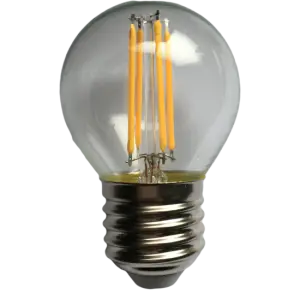 Bec Led Filament Sferic E27, 4W=45W, 3000K, lumina calda
