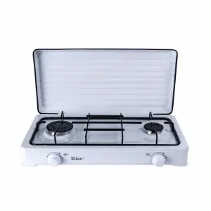 Aragaz cu 2 ochiuri, pentru butelie, cu capac, Alb