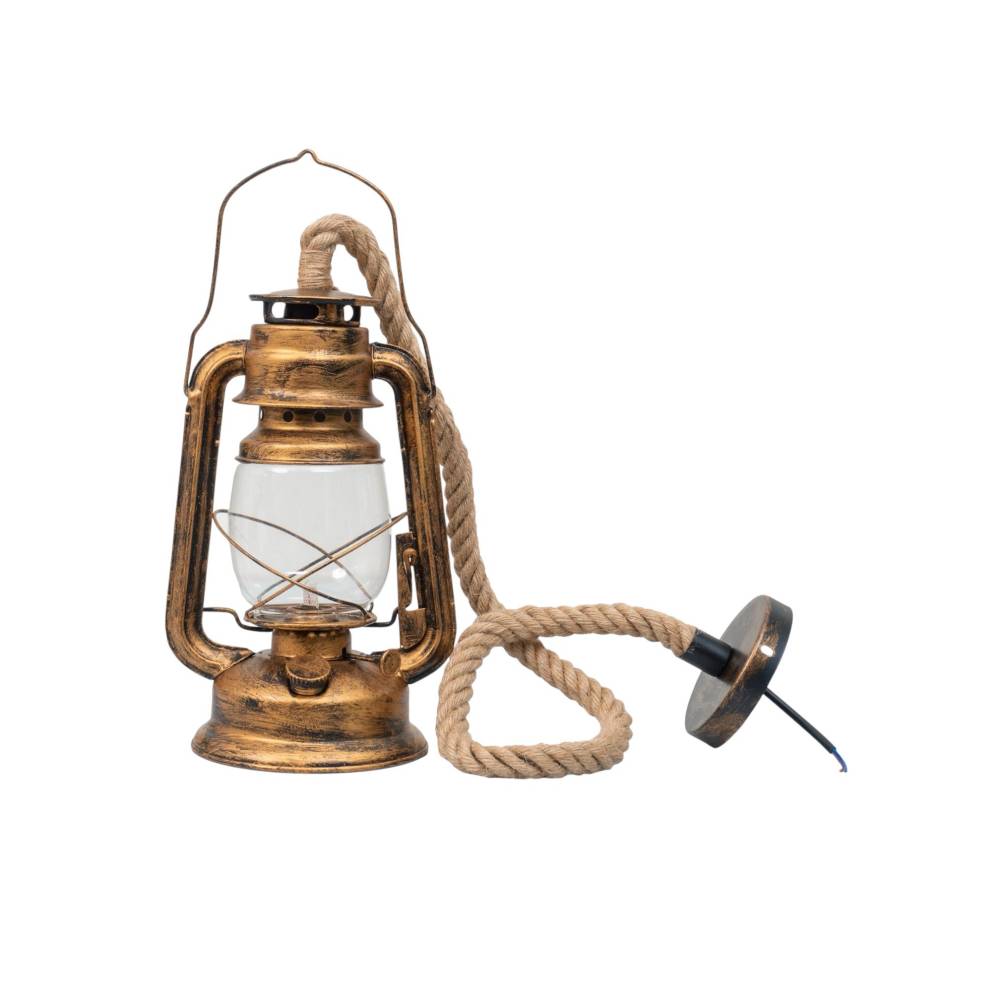 Lampa tip felinar 2 in 1 cu funie, pendul Lampa tip felinar 2 in 1 cu funie, pendul